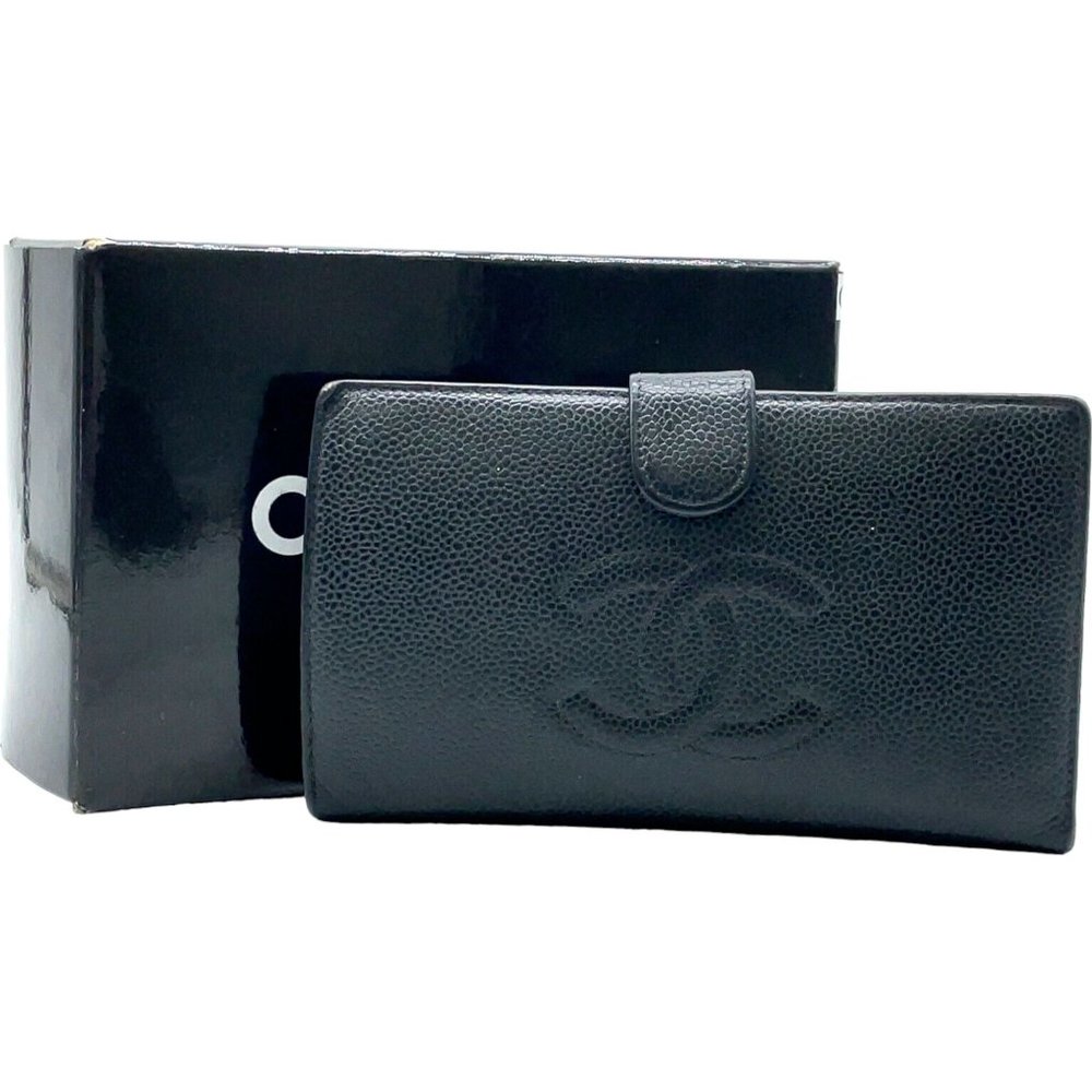 580234R Chanel Wallet Long Black Caviar Skin